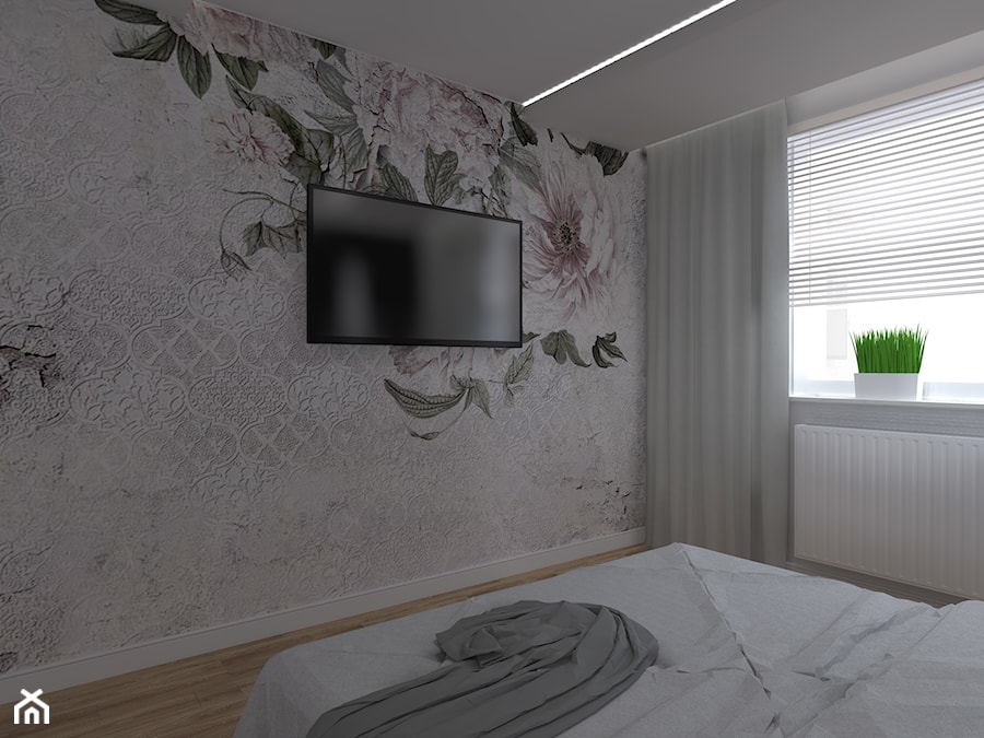 Apartament Iława - Mała szara sypialnia, styl glamour - zdjęcie od Celine