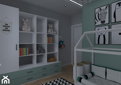 Apartament Iława - Mały szary zielony pokój dziecka dla dziecka dla chłopca dla dziewczynki, styl skandynawski - zdjęcie od Celine