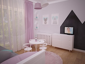 Projekt wnętrza mieszkania w bloku - Szczecin - Średni czarny różowy pokój dziecka dla dziecka dla dziewczynki, styl skandynawski - zdjęcie od OpenARCH