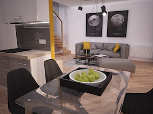 Projekt wnętrza mieszkania w bloku - Szczecin - Średnia biała jadalnia w kuchni, styl nowoczesny - zdjęcie od OpenARCH