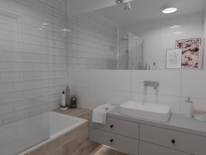 Projekt łazienki - Mała na poddaszu bez okna z lustrem łazienka, styl skandynawski - zdjęcie od OpenARCH
