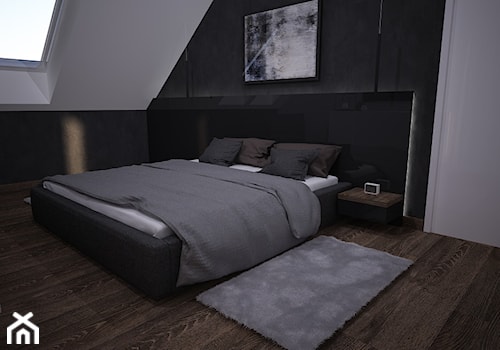 Projekt wybranych wnętrz domku jednorodzinnego - Stargard - Średnia biała sypialnia na poddaszu, styl nowoczesny - zdjęcie od OpenARCH