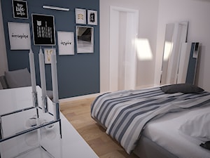 Projekt wnętrza mieszkania w bloku - Szczecin - Średnia beżowa szara sypialnia, styl nowoczesny - zdjęcie od OpenARCH