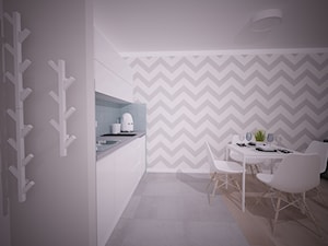 Apartament na wynajem - Pogorzelica - Średnia szara jadalnia w salonie w kuchni, styl skandynawski - zdjęcie od OpenARCH
