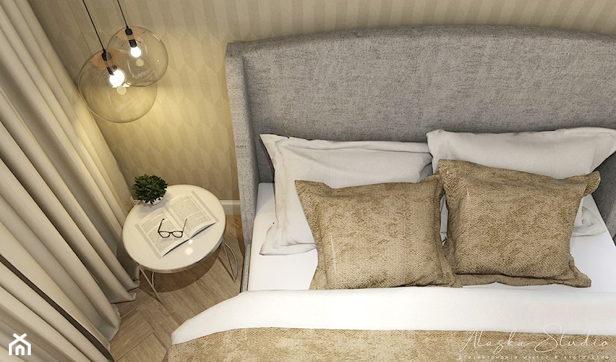 Naturalnie Nowoczesny | Kiełpino - Mała szara sypialnia, styl nowoczesny - zdjęcie od ALASKA Studio | Wnętrza i Meble