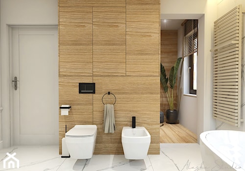 Naturalnie Nowoczesny | Kiełpino - Średnia z marmurową podłogą łazienka z oknem, styl nowoczesny - zdjęcie od ALASKA Studio | Wnętrza i Meble