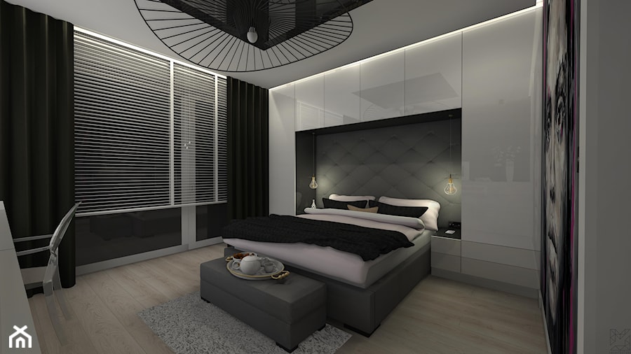 Styl nowoczesny na nowym osiedlu w Radomiu - Średnia czarna z biurkiem sypialnia, styl nowoczesny - zdjęcie od Architextura
