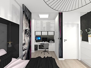 Styl nowoczesny na nowym osiedlu w Radomiu - Średnie w osobnym pomieszczeniu białe czarne szare biuro, styl nowoczesny - zdjęcie od Architextura