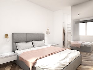 mieszkanie 2-pokojowe - Średnia biała sypialnia z garderobą, styl nowoczesny - zdjęcie od zietarska.pl - pracownia projektowa