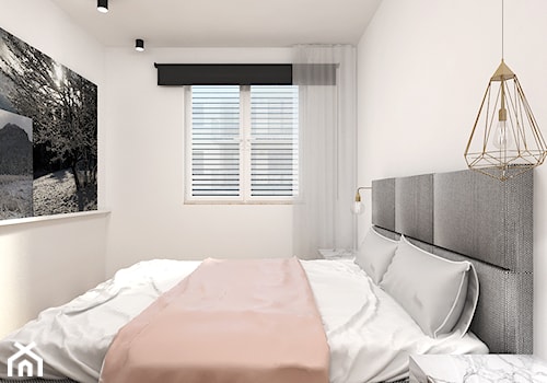 mieszkanie 2-pokojowe - Mała biała sypialnia, styl skandynawski - zdjęcie od zietarska.pl - pracownia projektowa