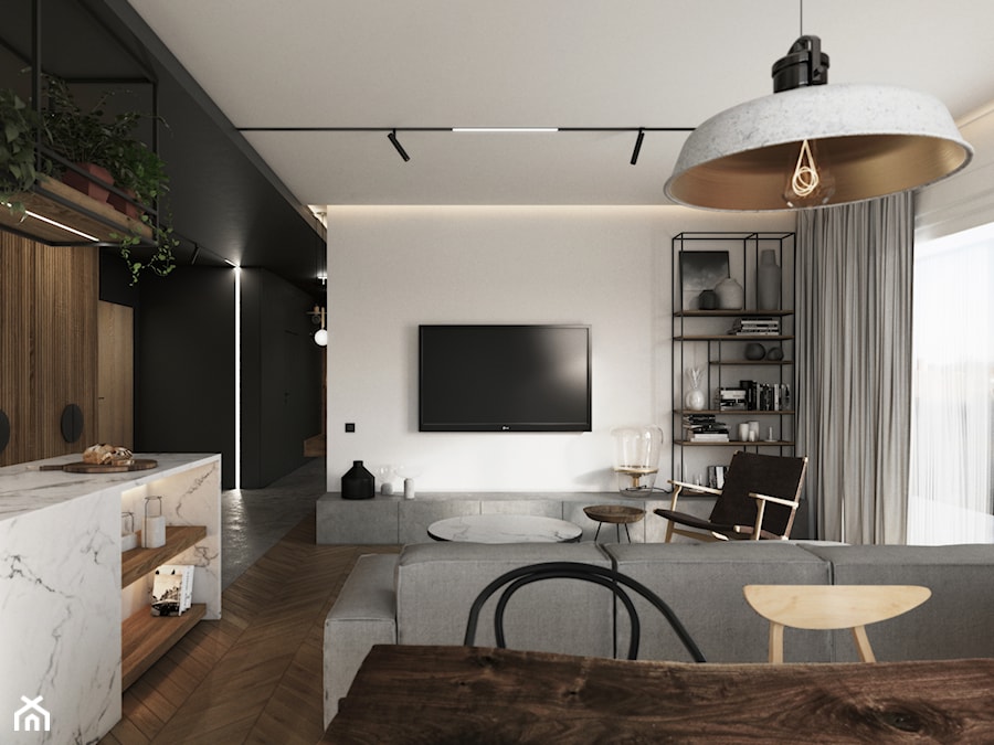 Soft loft - Salon, styl industrialny - zdjęcie od zietarska.pl - pracownia projektowa