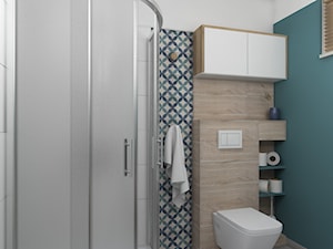 Łazienka w domu jednorodzinnym - Mała na poddaszu bez okna łazienka, styl rustykalny - zdjęcie od Projekt Środka