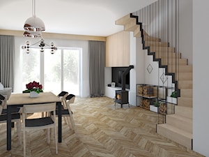 Przykładowa aranżacja parteru domu jednorodzinnego - Salon, styl skandynawski - zdjęcie od Radkiewicz Architektura