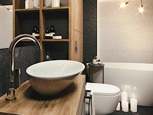 Ciemna łazienka z wanna wolnostojącą - zdjęcie od Auroom Concept