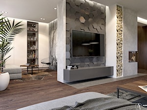 Przytulny salon z kominkiem - zdjęcie od Auroom Concept