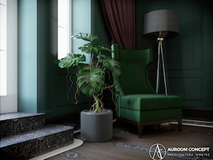 Zielony salon z fotelem - zdjęcie od Auroom Concept
