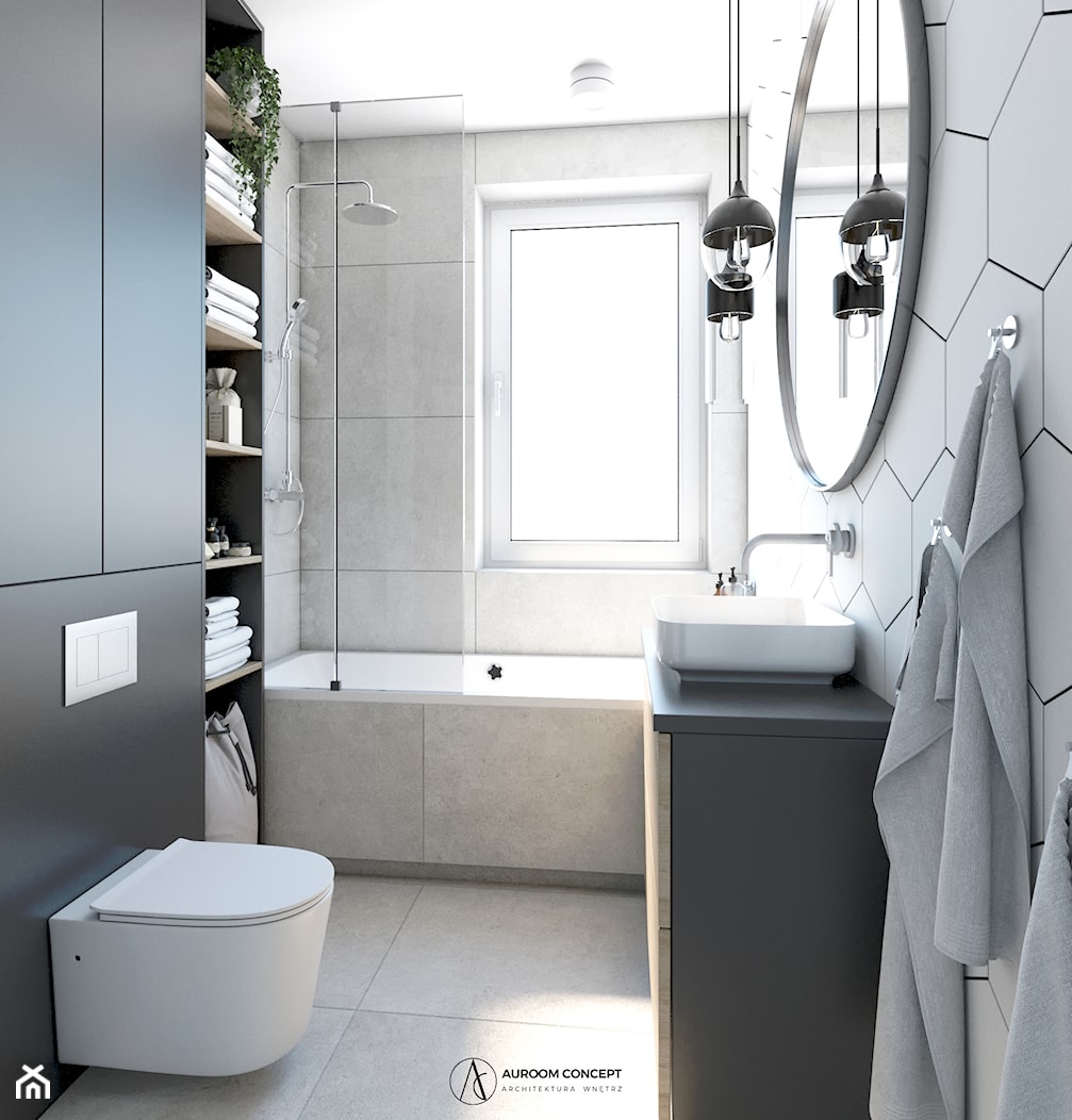 Industrialna łazienka z ciemną zabudową - zdjęcie od Auroom Concept - Homebook