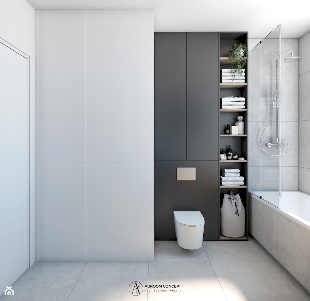 Industrialna łazienka z ukrytą pralnią - zdjęcie od Auroom Concept - Homebook