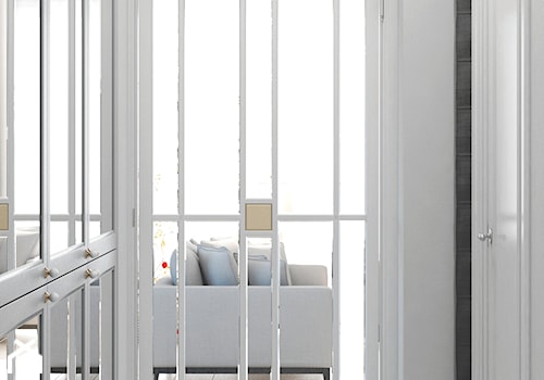 Jasny hol ze szklanymi drzwiami - zdjęcie od Auroom Concept