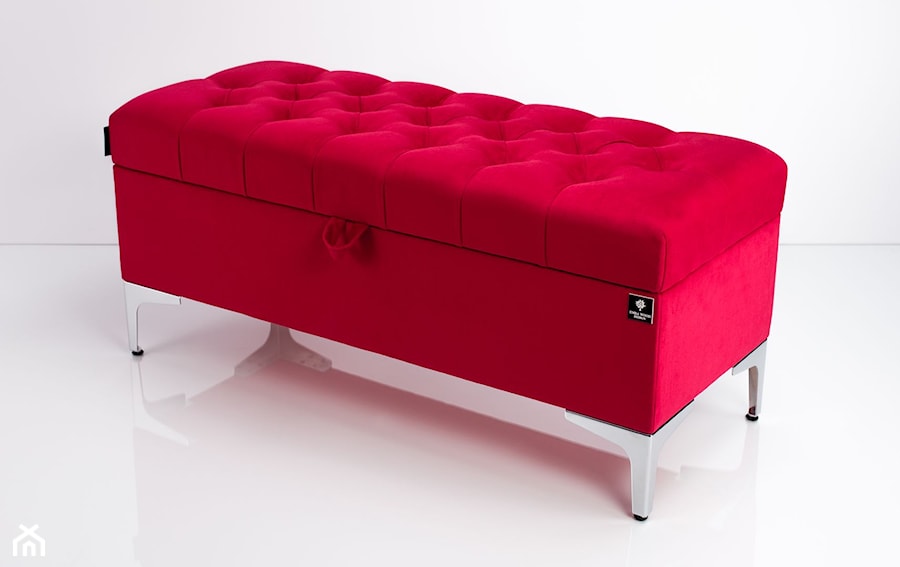 Kufer Pikowany Czerwony Guzik Tapicerowany/Kryształ Q-1 Rozmiary od 50 cm do 120 cm - zdjęcie od Emra Wood Design