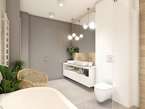 Łódź bliźniak - Średnia bez okna z lustrem z dwoma umywalkami z punktowym oświetleniem łazienka, styl nowoczesny - zdjęcie od Biel Klaudyna