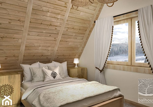 sypialnia 2-osobowa dla gości z aneksem kuchennym w górskim pensjonacie - zdjęcie od balhouse - projektowanie wnętrz