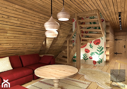 pokój gościnny w domu z bali - zdjęcie od balhouse - projektowanie wnętrz