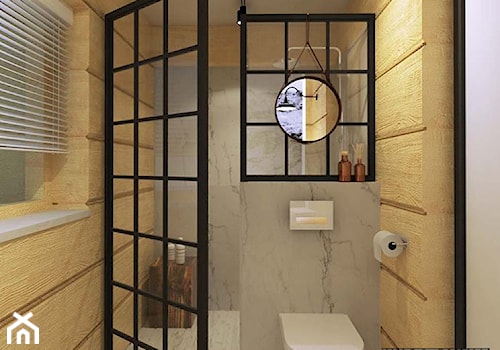 łazienka w domu z bali - zdjęcie od balhouse - projektowanie wnętrz