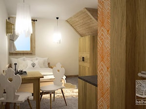pokój 2-sosobowy z aneksem kuchennym w górskim pensjonacie - zdjęcie od balhouse - projektowanie wnętrz