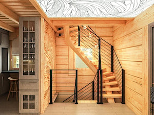 Schody w domu z bali - zdjęcie od balhouse - projektowanie wnętrz