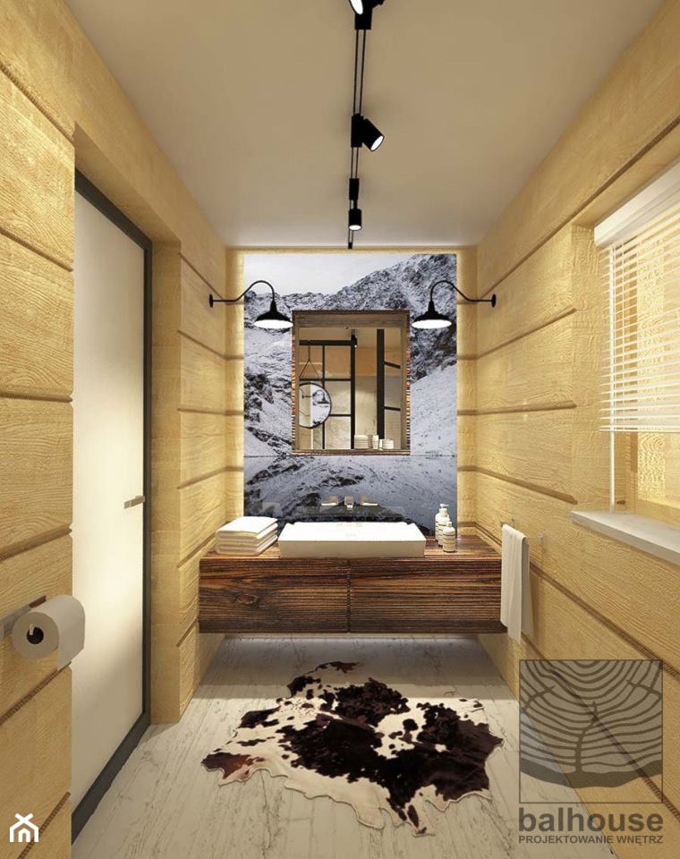 łazienka domu z bali - zdjęcie od balhouse - projektowanie wnętrz
