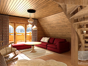 pokój gościnny w domu z bali - zdjęcie od balhouse - projektowanie wnętrz