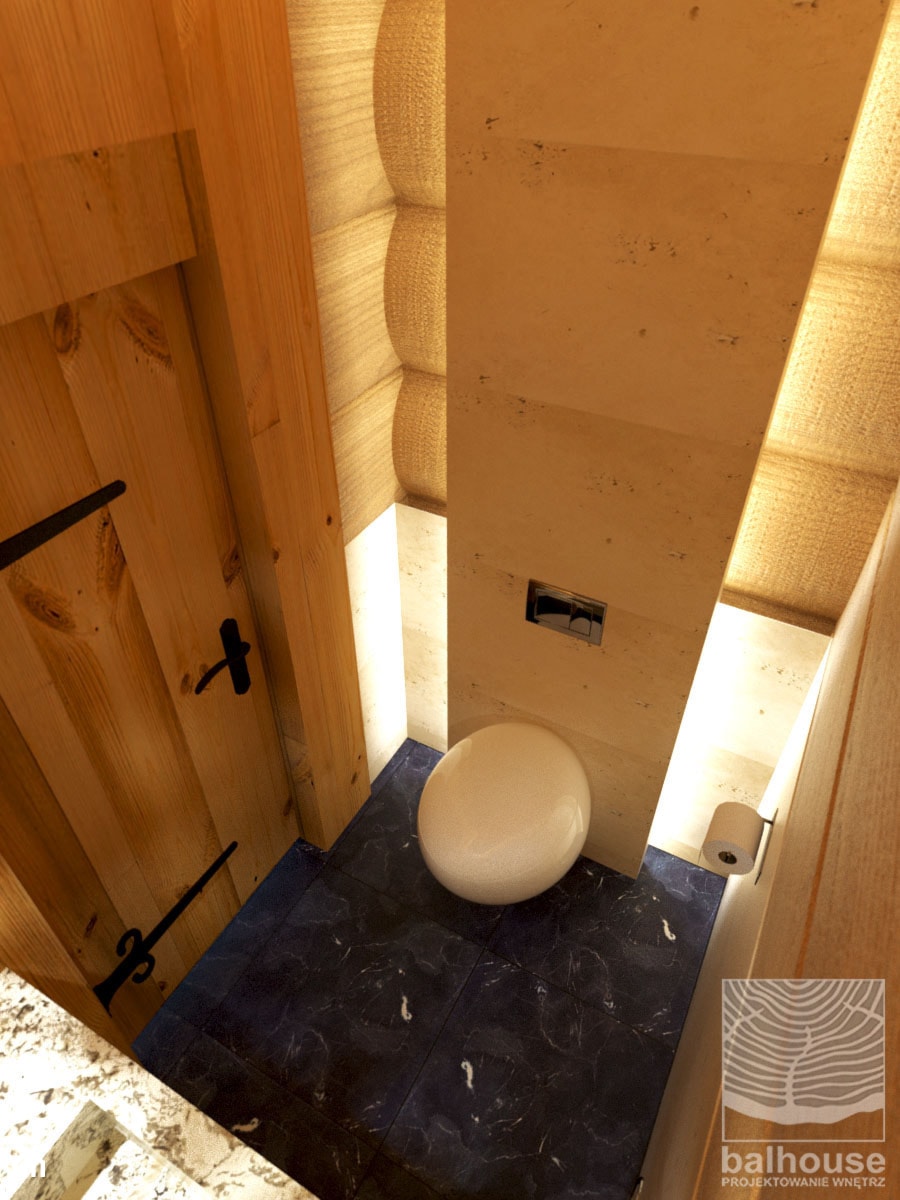 toaleta gościnna w domu z bali - zdjęcie od balhouse - projektowanie wnętrz