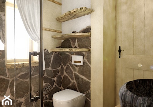 Dom z bali w Jordanowie - Mała łazienka z oknem, styl tradycyjny - zdjęcie od balhouse - projektowanie wnętrz