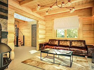 Salon w domu z bali - zdjęcie od balhouse - projektowanie wnętrz