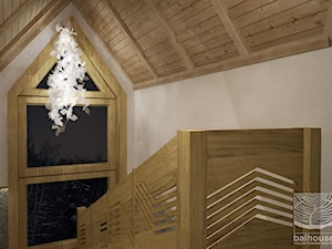 klatka schodowa w górskim pensjonacie - zdjęcie od balhouse - projektowanie wnętrz
