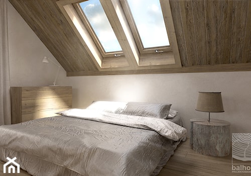 sypialnia na poddaszu - zdjęcie od balhouse - projektowanie wnętrz