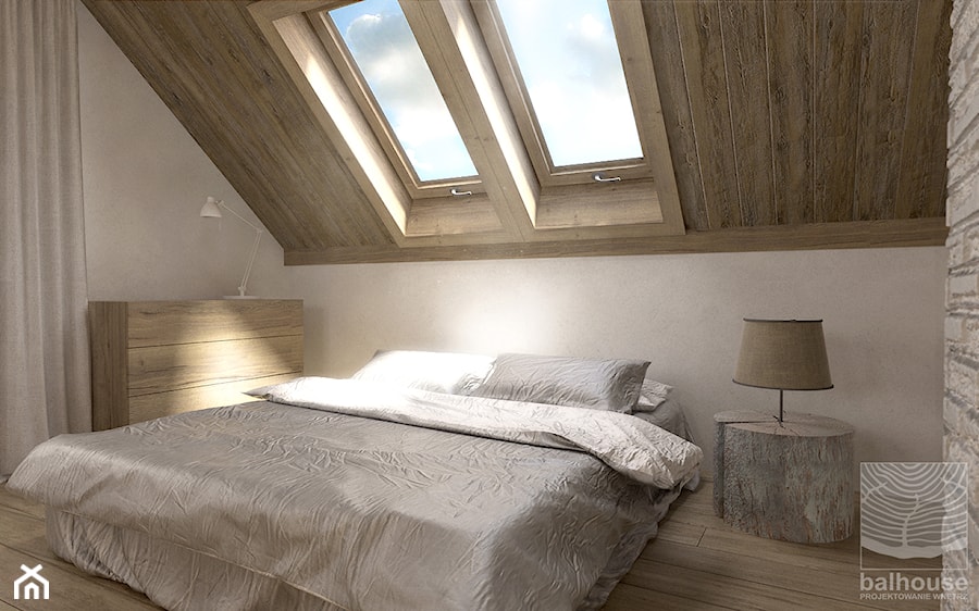 sypialnia na poddaszu - zdjęcie od balhouse - projektowanie wnętrz