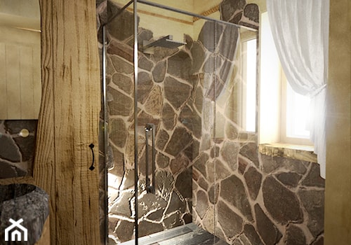 Dom z bali w Jordanowie - Mała na poddaszu łazienka z oknem, styl tradycyjny - zdjęcie od balhouse - projektowanie wnętrz