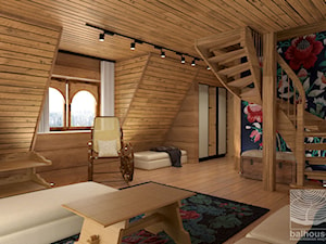 pokój gośinny w domu z bali - zdjęcie od balhouse - projektowanie wnętrz