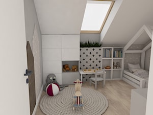 Dom jednorodzinny w Chełmie - Średni biały szary pokój dziecka dla dziecka dla chłopca dla dziewczynki, styl skandynawski - zdjęcie od Konik Design