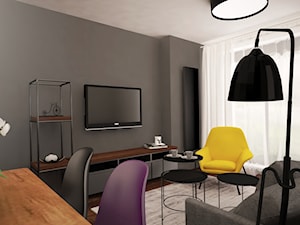 Średni czarny salon z jadalnią - zdjęcie od Belleza Pracownia Projektowa - Architekt / Projektant Wnętrz
