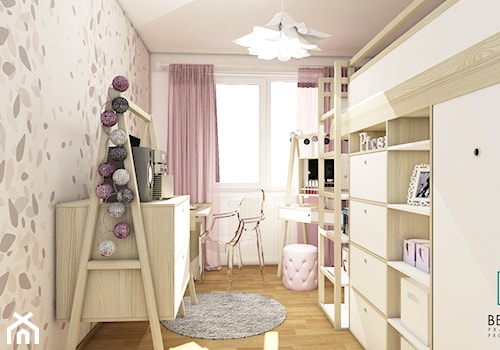 Mały szary pokój dziecka dla nastolatka dla dziewczynki, styl glamour - zdjęcie od Belleza Pracownia Projektowa - Architekt / Projektant Wnętrz