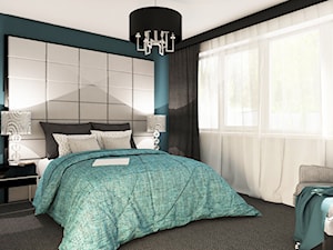 Średnia biała niebieska sypialnia, styl glamour - zdjęcie od Belleza Pracownia Projektowa - Architekt / Projektant Wnętrz
