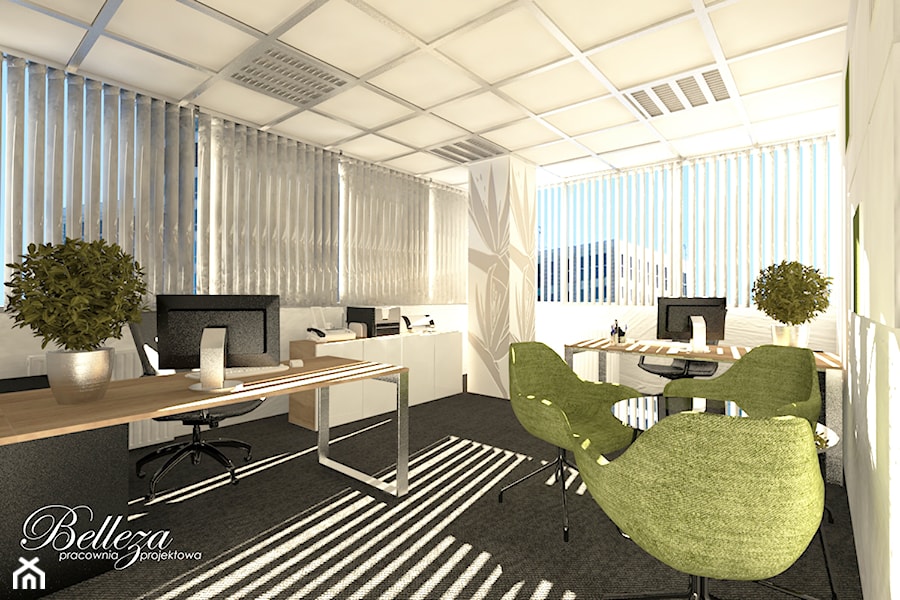 Duże szare biuro, styl skandynawski - zdjęcie od Belleza Pracownia Projektowa - Architekt / Projektant Wnętrz