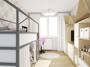Średni szary pokój dziecka dla dziecka dla nastolatka dla dziewczynki, styl skandynawski - zdjęcie od Belleza Pracownia Projektowa - Architekt / Projektant Wnętrz