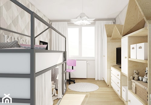 Średni szary pokój dziecka dla dziecka dla nastolatka dla dziewczynki, styl skandynawski - zdjęcie od Belleza Pracownia Projektowa - Architekt / Projektant Wnętrz