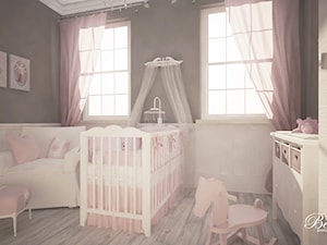 Średni biały czarny pokój dziecka dla niemowlaka dla dziewczynki, styl skandynawski - zdjęcie od Belleza Pracownia Projektowa - Architekt / Projektant Wnętrz