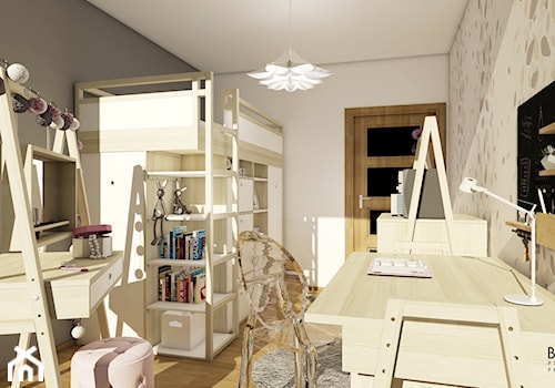 Średni szary pokój dziecka dla nastolatka dla chłopca dla dziewczynki, styl glamour - zdjęcie od Belleza Pracownia Projektowa - Architekt / Projektant Wnętrz