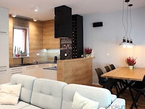 Mieszkanie na Pradze, 78m2 - Średnia biała jadalnia w salonie, styl industrialny - zdjęcie od Hokum Architekci